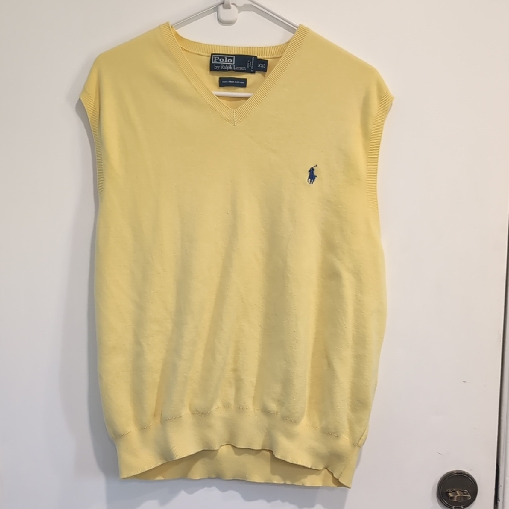 Polo by Ralph Lauren Pima Cotton V-Neck Yellow Sweater Vest Size XXL